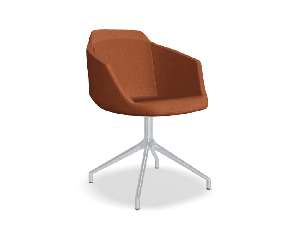 Bild des Ultra UFBPP19 Drehstuhls von Mdd mit poliertem Aluminiumgestell, schwarzer Sitzfläche und verstellbarer Rückenlehne; stilvolles, modernes Design, ideal für Büro- oder Konferenzräume.