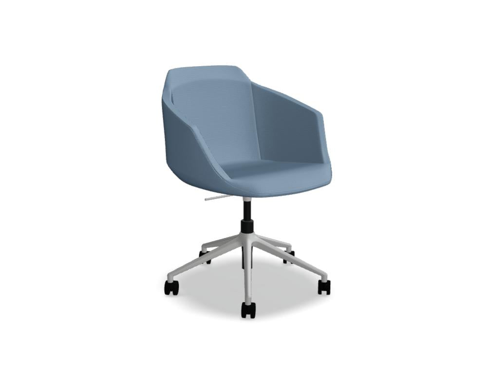 Bild zeigt den Ultra UFBP22 Drehsessel mit verstellbarer Sitzhöhe, Rückenlehne und Rollen – modernes, ergonomisches Design in neutralen Tönen, ideal für Arbeits- und Büroräume.