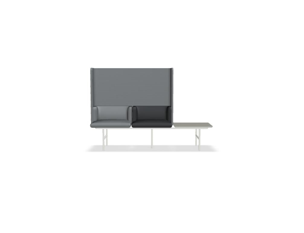 Modulares Sofa Agora von Mdd in Perlweiss mit gepolsterter Rückenlehne, Holzfurnierplatte und Metallgestell auf Füssen.