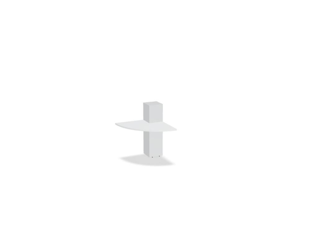 Empfangstheke Valde in Weiss Pastell mit Glas-Oberplatte, Aluminium-Dekorstreifen, HPL-Hochglanzfront und durchgehender LED-Beleuchtung an der Thekenlänge
