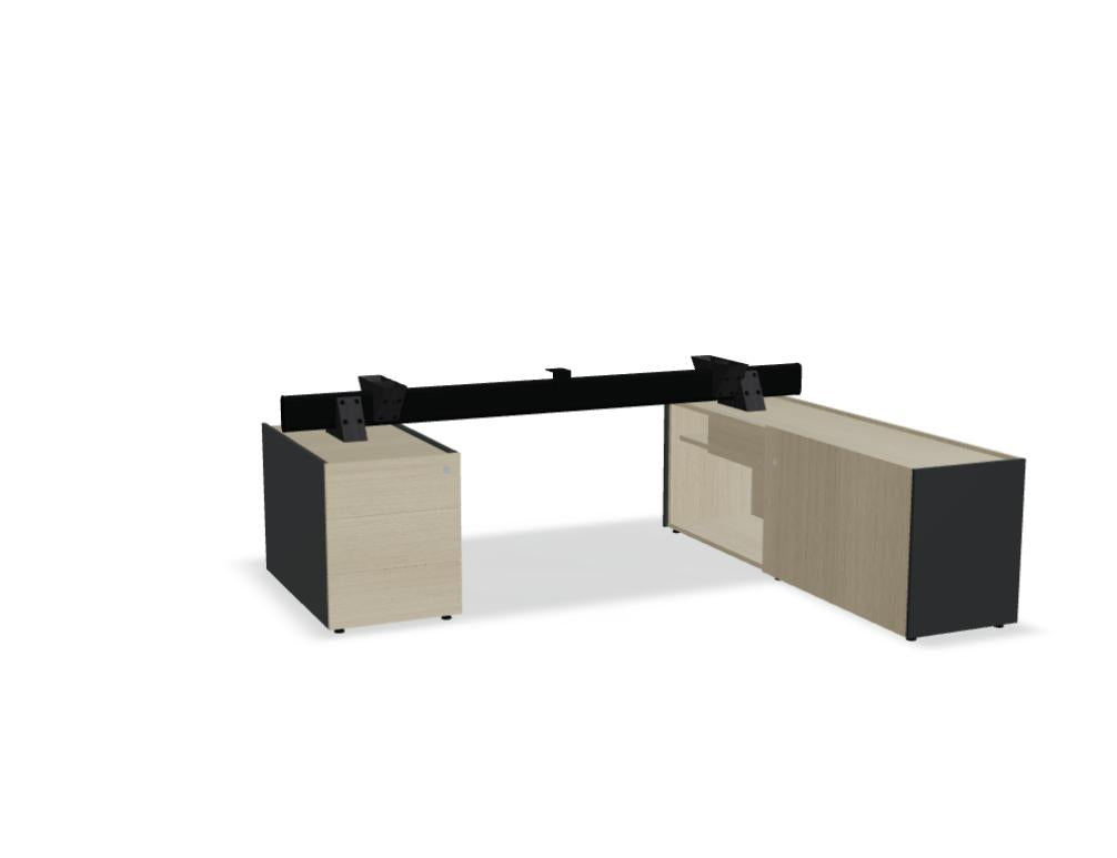 Viga V10PM Chefschreibtisch mit integriertem Managerschrank und Side-Container, moderne Büroeinrichtung mit viel Arbeitsfläche und Aufbewahrung