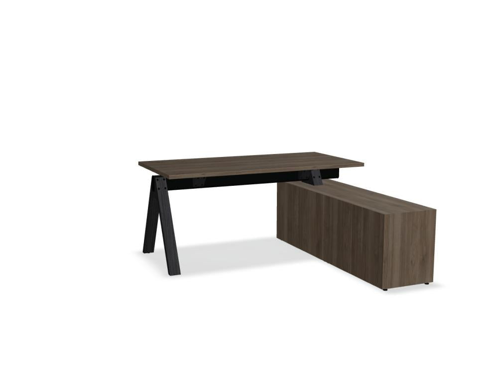 Viga V164PM - Schreibtisch mit Managerschrank in Dunkle Walnuss präsentiert im Onlineshop von KAQTU Design AG. Schreibtisch ist von Mdd