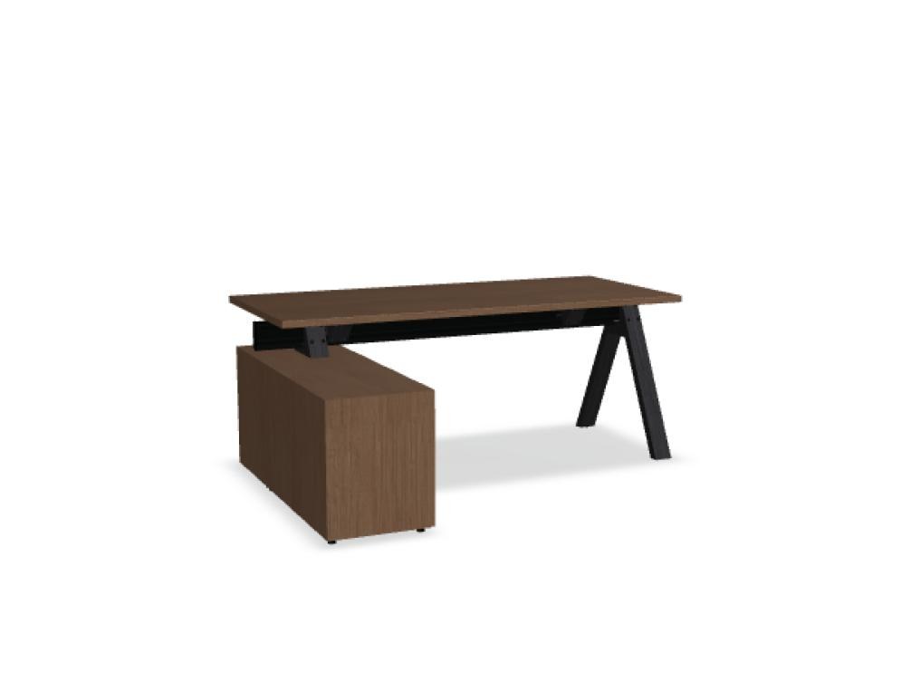 Viga V183L - Schreibtisch mit Managerschrank in FENIX Schwarz Matt präsentiert im Onlineshop von KAQTU Design AG. Schreibtisch ist von Mdd
