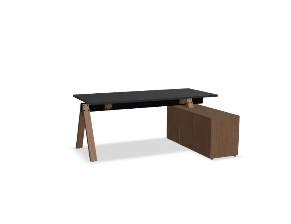 Viga V183P - Schreibtisch mit Managerschrank in FENIX Schwarz Matt präsentiert im Onlineshop von KAQTU Design AG. Schreibtisch ist von Mdd