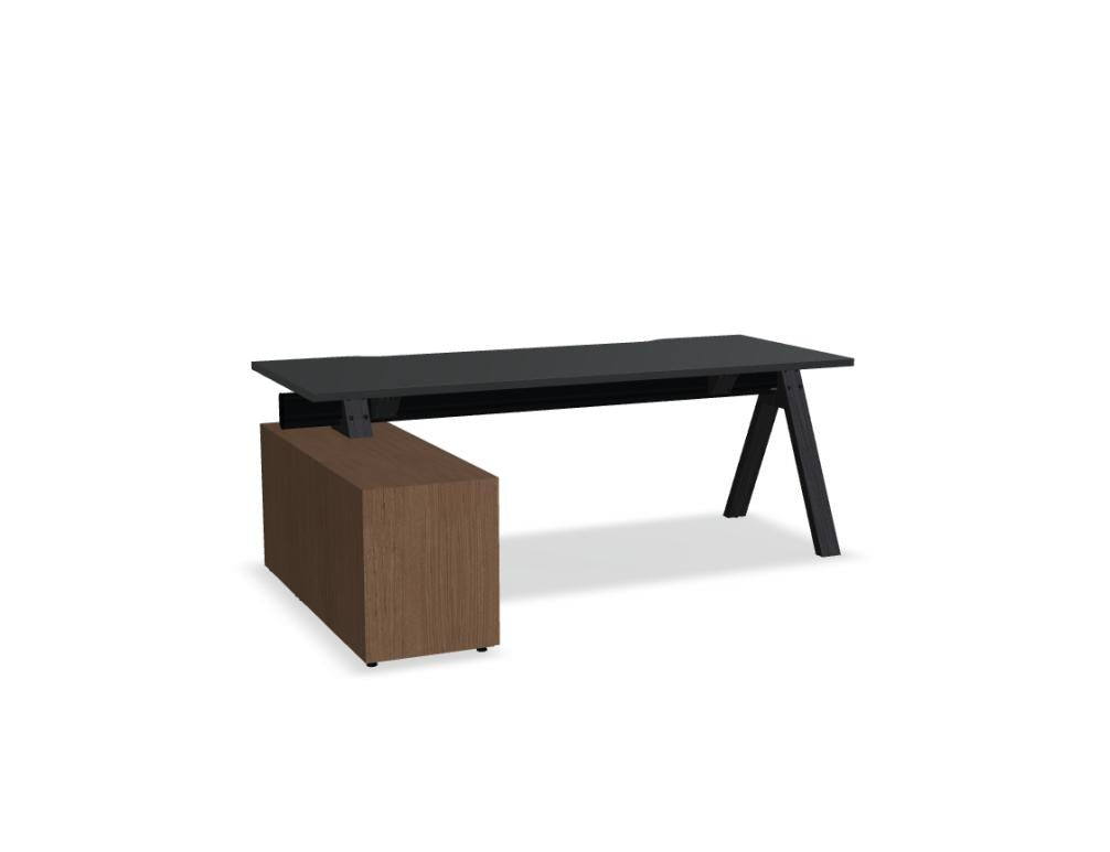 Viga V203L - Schreibtisch mit Managerschrank in FENIX Schwarz Matt präsentiert im Onlineshop von KAQTU Design AG. Schreibtisch ist von Mdd