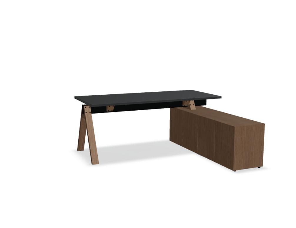 Viga V184P - Schreibtisch mit Managerschrank in FENIX Schwarz Matt präsentiert im Onlineshop von KAQTU Design AG. Schreibtisch ist von Mdd