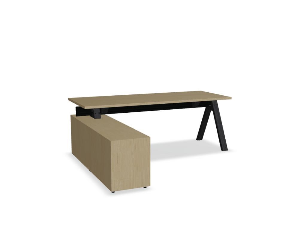 Viga V204L - Schreibtisch mit Managerschrank in FENIX Schwarz Matt präsentiert im Onlineshop von KAQTU Design AG. Schreibtisch ist von Mdd
