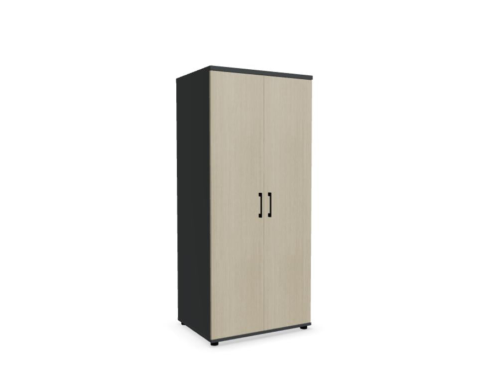 Bild zeigt den Basic K5214 Kleiderschrank von Mdd, Teil der Garderobe-Serie. Moderner, freistehender Kleiderschrank mit glatten Fronten, Holzoptik und ausreichendem Stauraum, ideal für Schlaf- oder Ankleidezimmer.