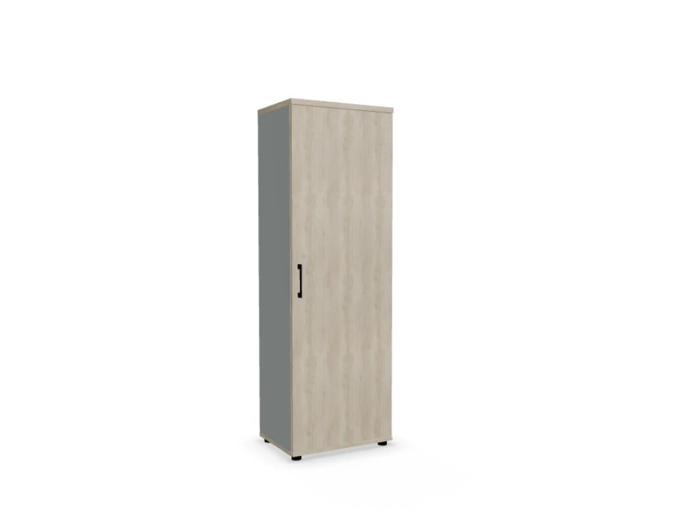Klarer Einblick in den Standard A57P3 Kleiderschrank: moderner Garderoben-Schrank mit glatter Front, heller Holzoptik, grifffreundlichen Griffleisten und großzügigem Stauraum, ideal für stilvolle Schlafzimmer-Einrichtungen
