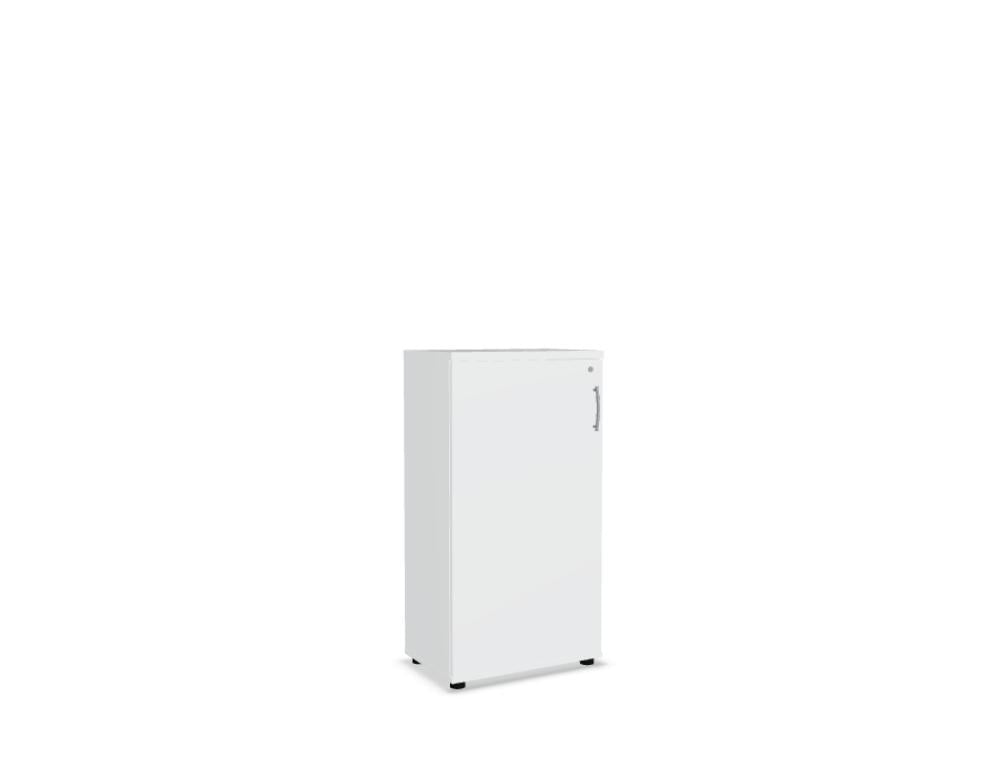 Bild eines modernen Büro-Schrankes Basic K3603 von MDD, aus Metall/ Holzoptik, großzügige Fächer, kompakte Aufbewahrung, ideal für Aktenordner und Bürobedarf, Anzeige der hochwertigen Verarbeitung und schlichten, funktionalen Stil.