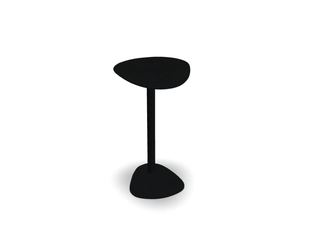 Celo CE01 Beistelltisch von Mdd mit rundem Sockel, schlanker Mittelsäule und quadratischer Tischplatte in hellem Finish.