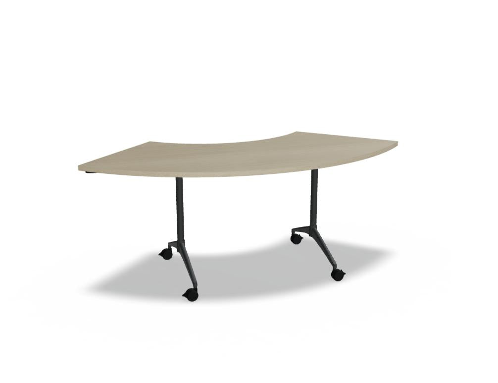 Klapptisch Revi RV03 von Mdd in dunkler Holzoptik, kompakt aufgebaut, ideal für Konferenzräume, mit 100–150 cm Breite und moderner, schlanker Gestaltung.