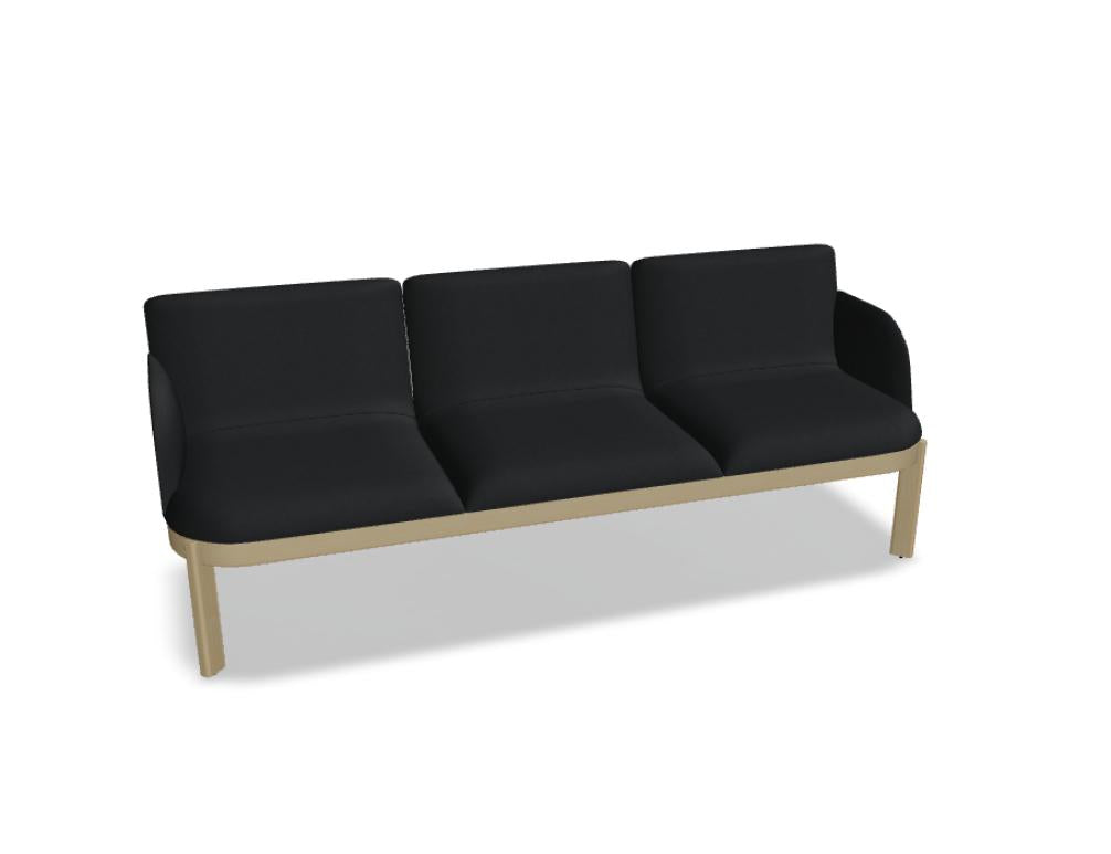 Sofa Ramp RMP325, 3er-Sofa der Marke Mdd in hellgrauer Stoffoptik, modernes Eckdesign, gepolsterte Armlehnen, zeitloses Wohnzimmereinrichtungsstück