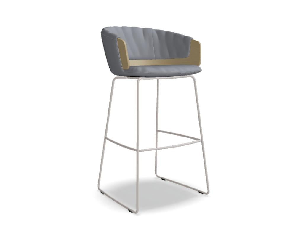 Mdd Collar CL3P24H Barhocker mit gepolsterter Sitzschale, hoher Rückenlehne und Fußstütze für moderne Thekenbereiche