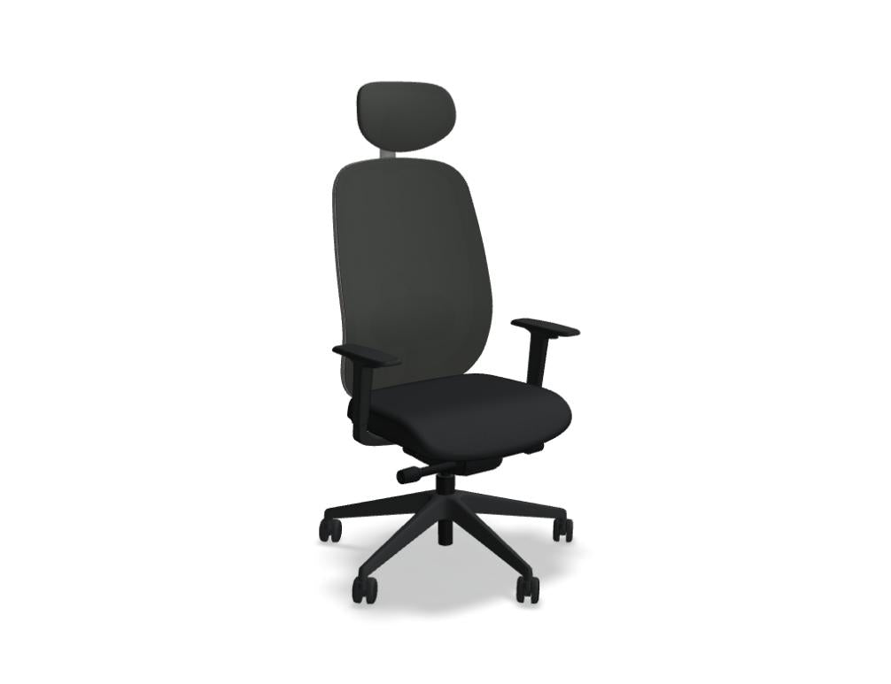Bürostuhl Ollie von Mdd in Beige mit schwarzem Gestell, Netzrückenlehne, 5-Sternfuss aus Polypropylen und Rollen für weiche Böden.