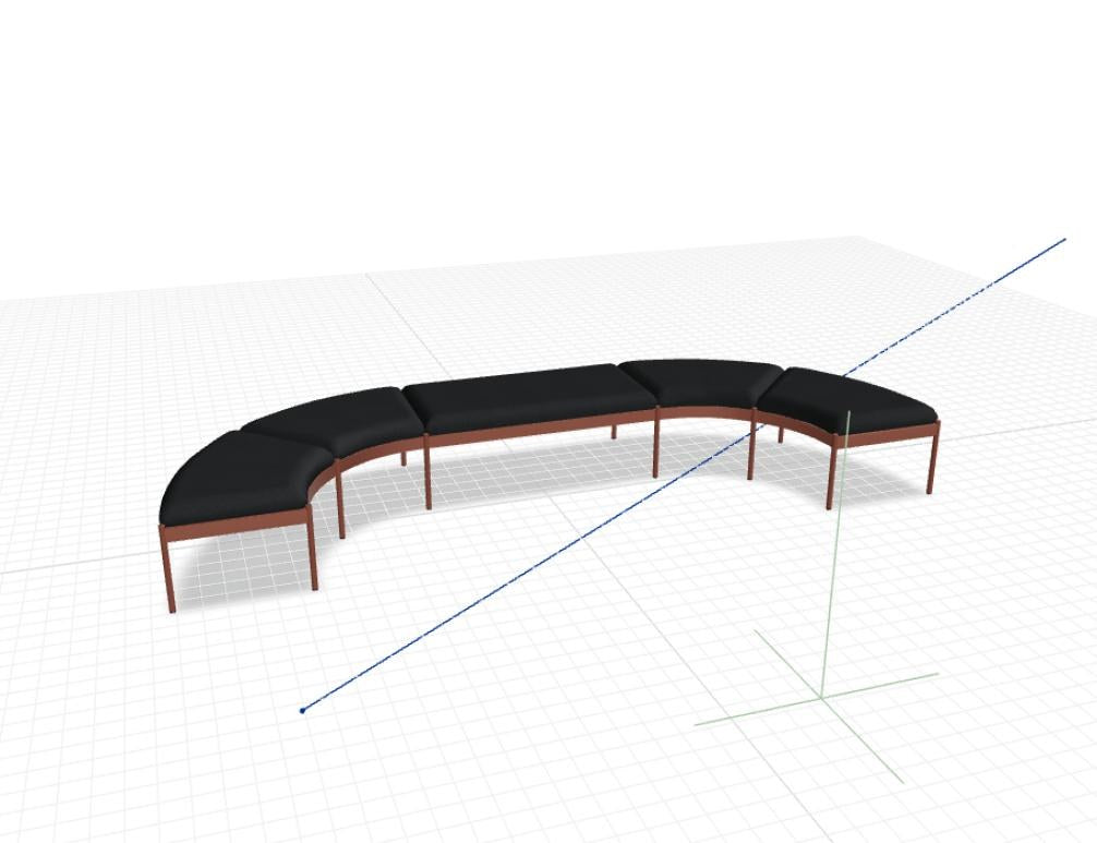 Modulares Sitzsystem Nora von Mdd in Ziegelrot, gepolsterte Sitz- und Rückenelemente auf Metallgestell mit Rohrbeinen.