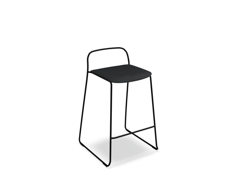Afi AFT06 gepolsterter Barhocker von Mdd mit schlichter Rückenlehne, Metallfuß und modernem Design für Tresenbereiche
