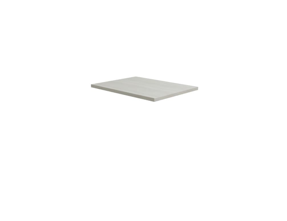 Ansatztisch für Schreibtische von Mdd mit Melamin-Tischplatte in Akazie und pulverbeschichtetem Metallgestell in Aluminium Halbmatt.