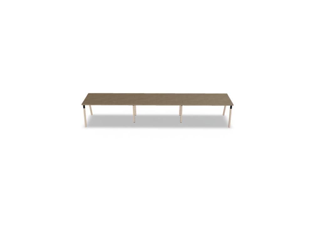Mdd Ogi W BOW03E3 Schreibtisch mit weißer Platte, Holzbeinen und Kabeldurchlass, modern und kompakt fürs Büro.