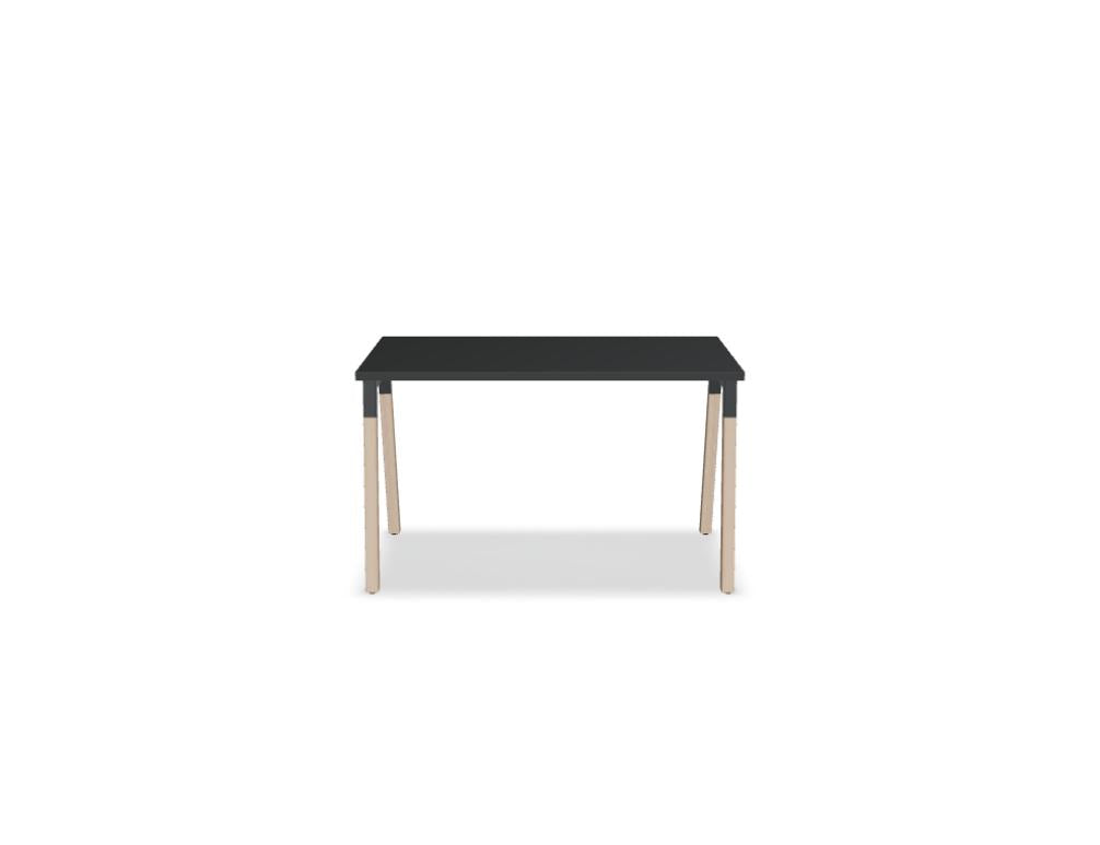 Schreibtisch Ogi W BOW12 von MDD in schlichter, moderner Holzoptik mit hellen Holz- und Grautönen, kompakte Arbeitsfläche, ideal für kleine Räume