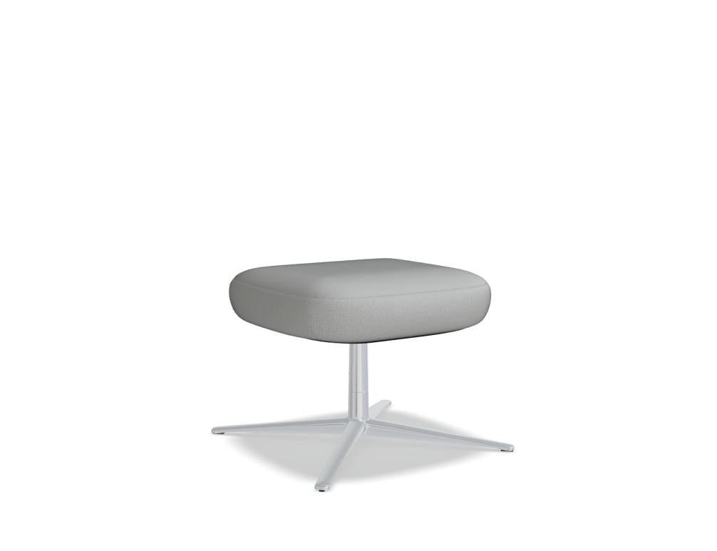 Fusshocker Grand Grace von Mdd mit gepolsterter Sitzfläche in Dunkelbeige, Gestell aus Sperrholz und 4-Sternfuss aus Aluminium in Anthrazit.
