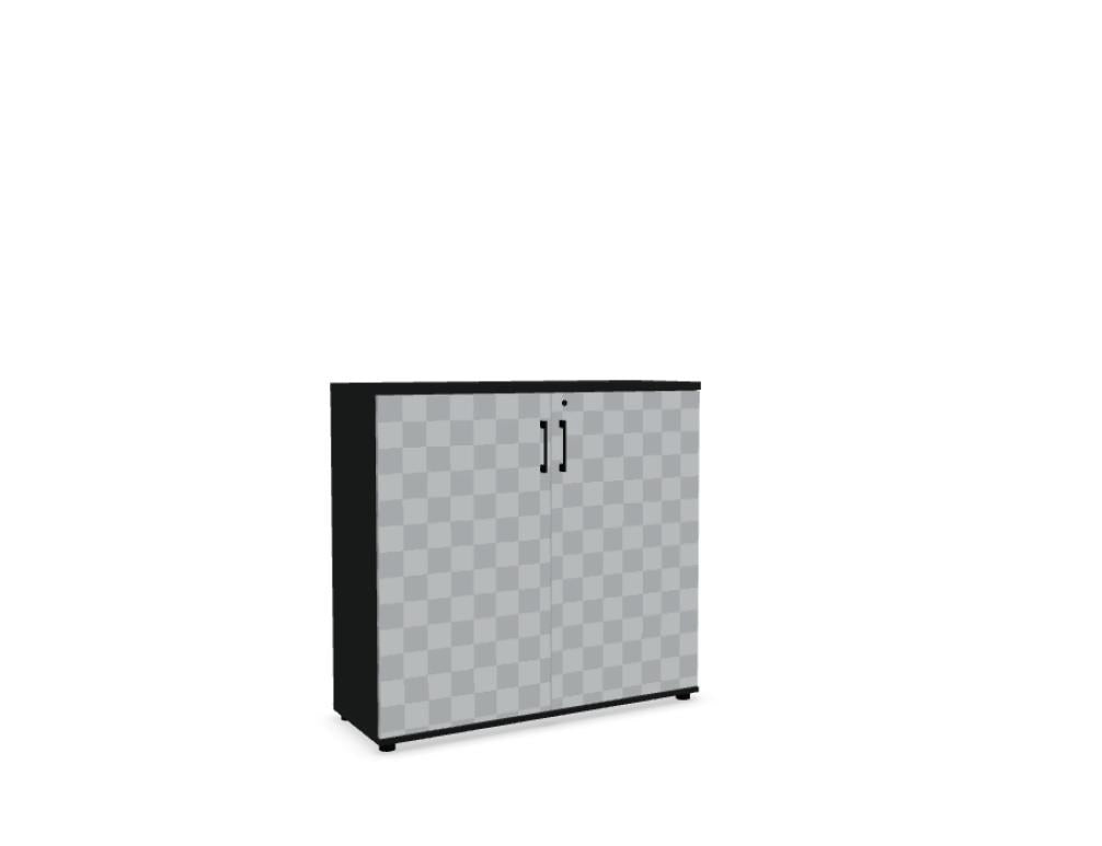 Büroschrank Standard von Mdd in Weiss Pastell mit Front in Eiche Natur, Melaminplatte mit ABS-Umleimer, Aluminium-Griff und Patentschloss.