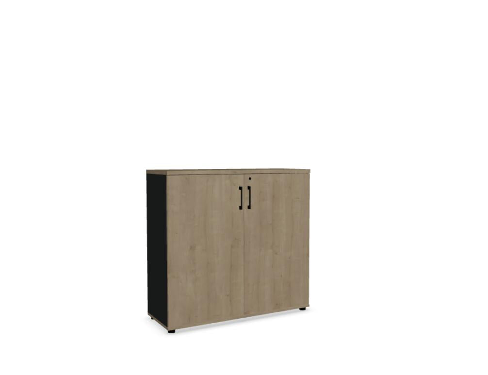 Mdd Standard A3106 Büroschrank mit schlichten Fronten, offenem Fach und Holzdekor für moderne Büroeinrichtung.