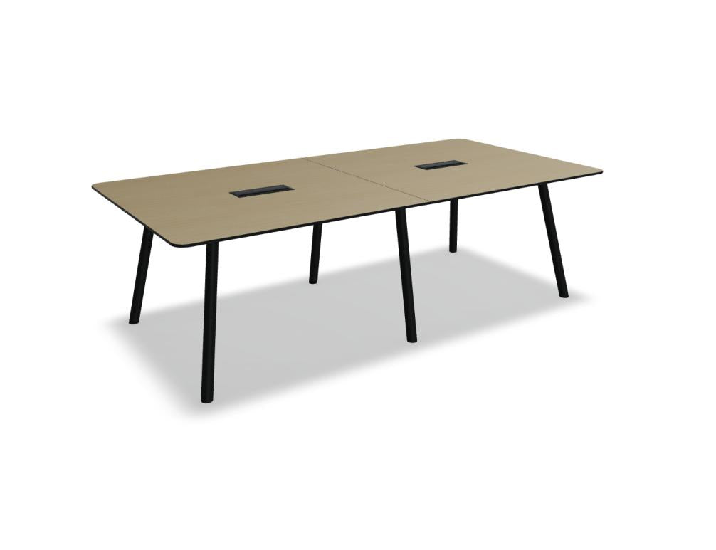 Eleganter Esstisch Echo ETF1224R von MDD, Holzplatte in heller Wärme, robuste Metallbeine, stilvoller Mittelpunkt für moderne Essbereiche.
