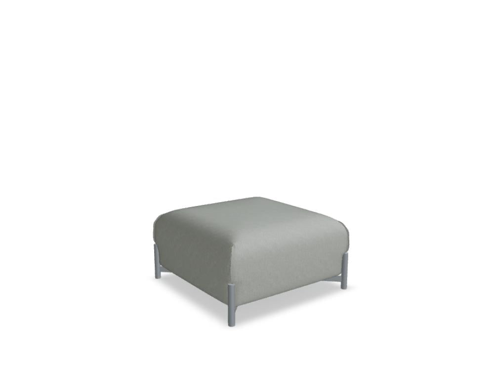 Hocker Linka von Mdd in Dunkelbeige mit gepolsterter Sitzfläche und Gestell aus pulverbeschichtetem Stahl in Braun Halbmatt.