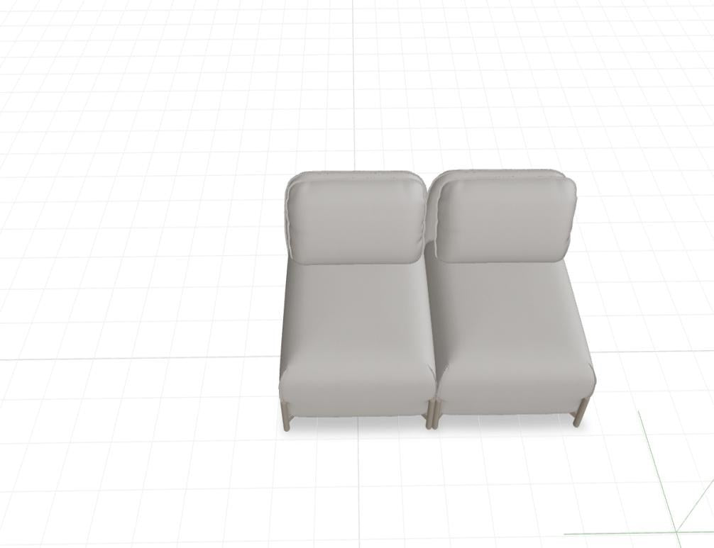 Modulares Sofa Linka von Mdd in Dunkelbeige mit Rückenkissen, Holzgestell und pulverbeschichteten Stahlseiten, gepolsterte Sitzfläche sichtbar.