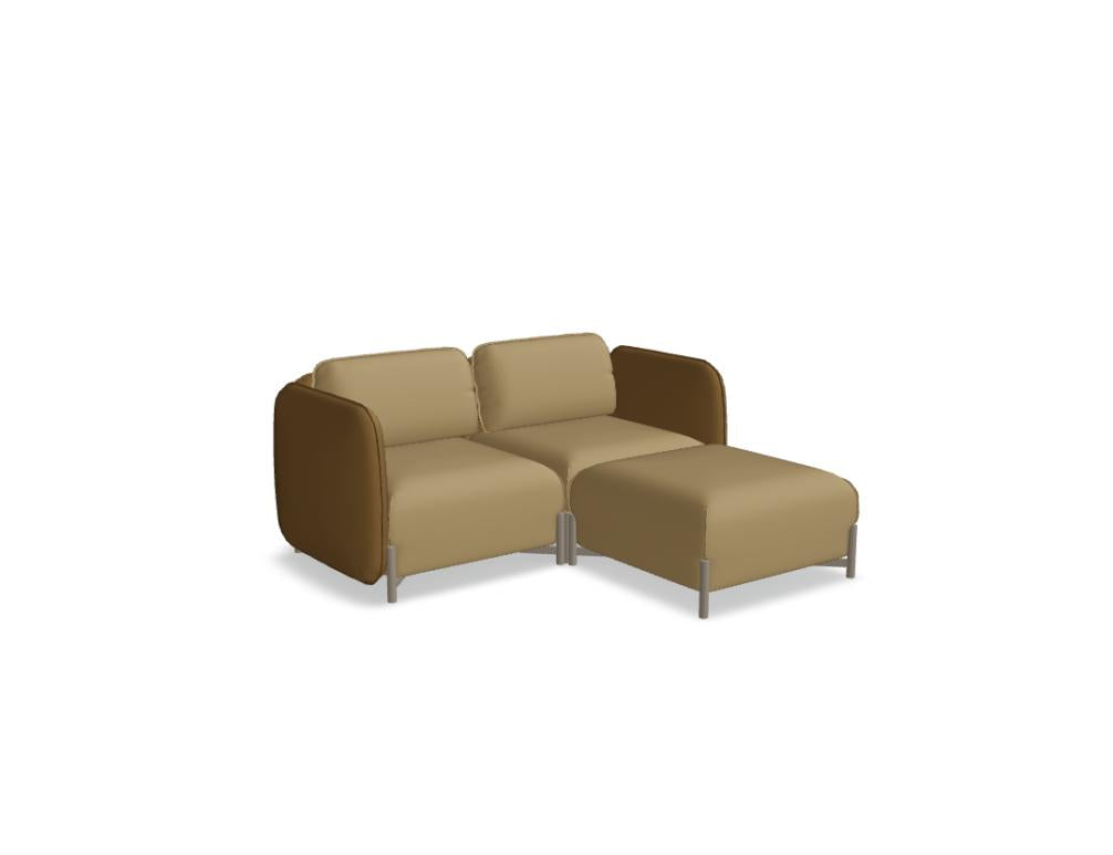 Bild eines modernen Links-L-Sofa-Elements LKS06L von MDD, rechts positioniertes 3-Sitzer-Sofa in warmem Grau, samt eleganter Linienführung und Beinfreiheit, ideal für gemütliche Wohnbereiche