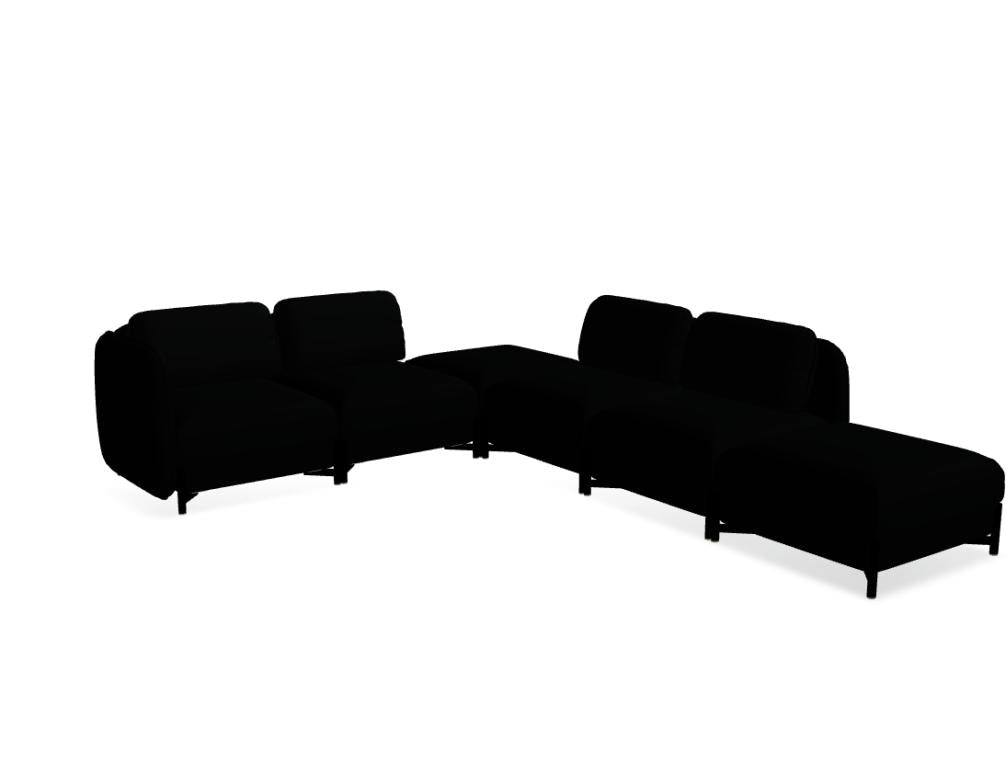 Bild des Linka LKS08L Sofas von Mdd aus der Kategorie Sofa. Das dunkelgraue Stoffsofa-Design zeigt eine modulare, elegante Sitzgelegenheit mit geraden Armlehnen und bequemen Sitzflächen, ideal für Wohnzimmergestaltung.