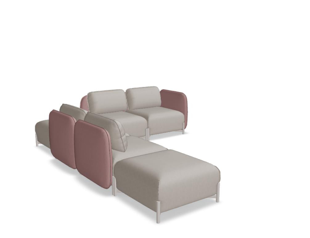 Sofa Linka LKS08P in ruhigem Grauton, moderner Stil, gepolsterte Armlehnen, kompakte Form ideal für Wohnzimmer, Textur des Stoffes sichtbar