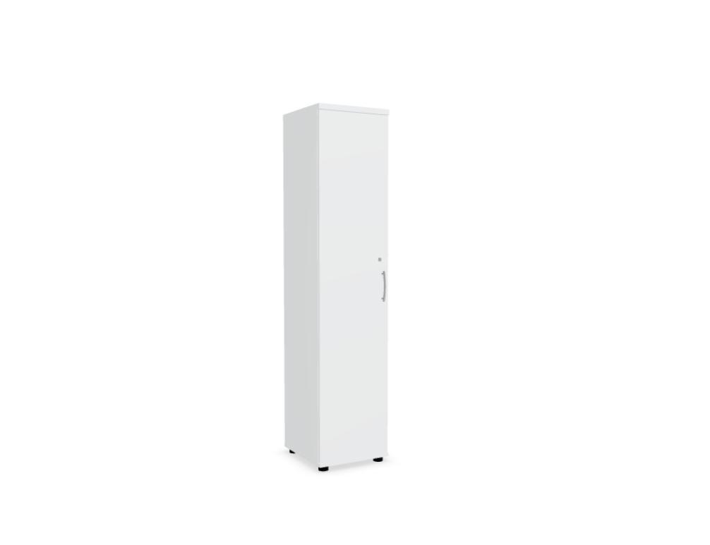 Büroschrank Standard von Mdd in Weiss Pastell mit Front in Eiche Natur, Melaminplatte mit ABS-Umleimer, Aluminium-Griff und Patentschloss.