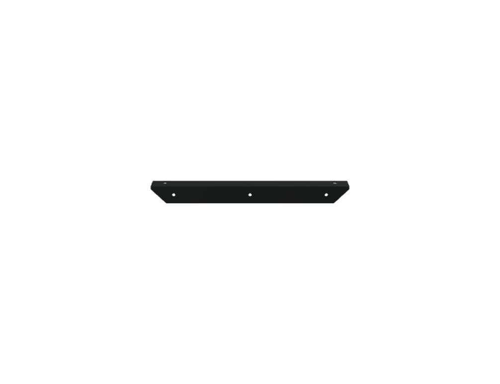 Schwarz halbmatte Befestigungselemente von Mdd aus Metall: Winkelhalterungen und Flachstahlprofile für Büromöbel und Arbeitsplatten.