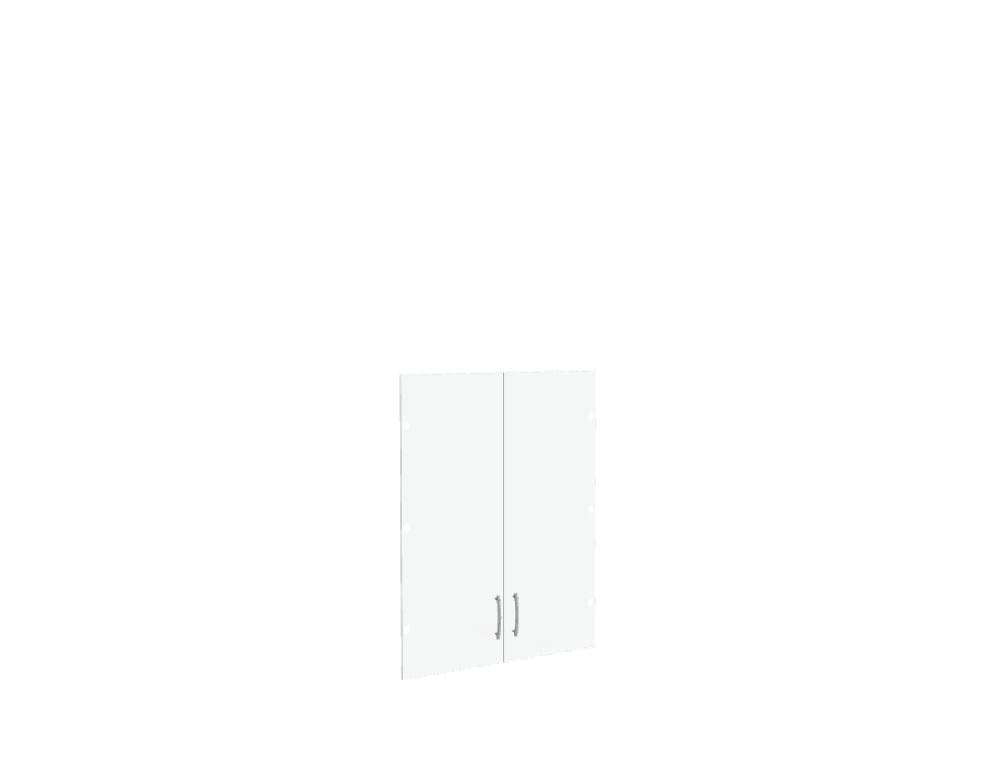Aufbewahrungszubehör aus Glas für Büroschränke, bestehend aus Glastüren, Schlössern und Beschriftungsschildern in verschiedenen Ausführungen.