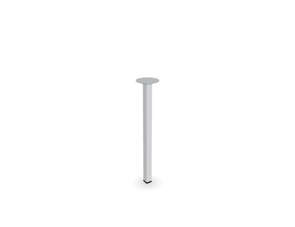 Stützfuss aus pulverbeschichtetem Metall in Aluminium Halbmatt, viereckiger Querschnitt, für Tische und Empfangstresen von Mdd.