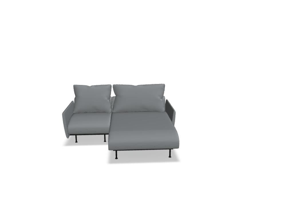 Sofa Lotus von Mdd in Aluminium mit gepolsterter Rückenlehne, Sitzfläche und schwarzem Metallgestell, modulares Design ohne Armlehnen