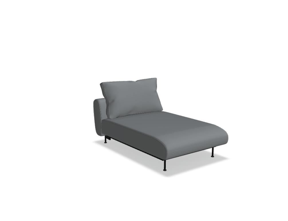 Sofa Lotus von Mdd in Aluminium mit gepolsterter Rückenlehne, Sitzfläche und schwarzem Metallgestell, modulares Design ohne Armlehnen