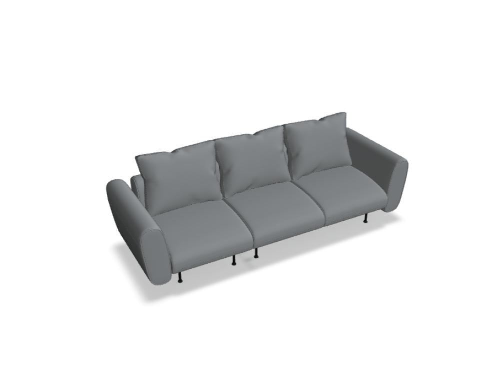 Sofa Lotus von Mdd in Aluminium mit gepolsterter Rückenlehne, Sitzfläche und schwarzem Metallgestell, modulares Design ohne Armlehnen