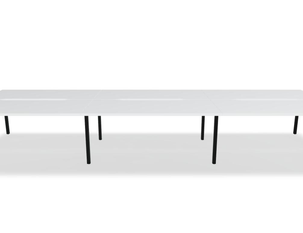 Doppelschreibtisch Ogi Y Bench von Mdd in Honigeiche mit schwarzem Metallgestell, Tischplatte für zwei Arbeitsplätze nebeneinander.