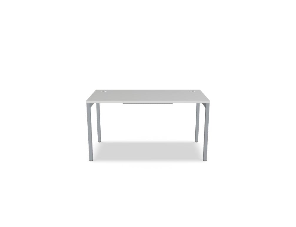 Schreibtisch Ogi Y von Mdd mit Tischplatte in Honigeiche und schwarzem Metallgestell, Profil 40x40 mm, für Büroarbeitsplätze.