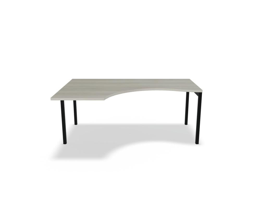 Schreibtisch Ogi Y von Mdd mit Tischplatte in Honigeiche und schwarzem Metallgestell, Profil 40x40 mm, für Büroarbeitsplätze.