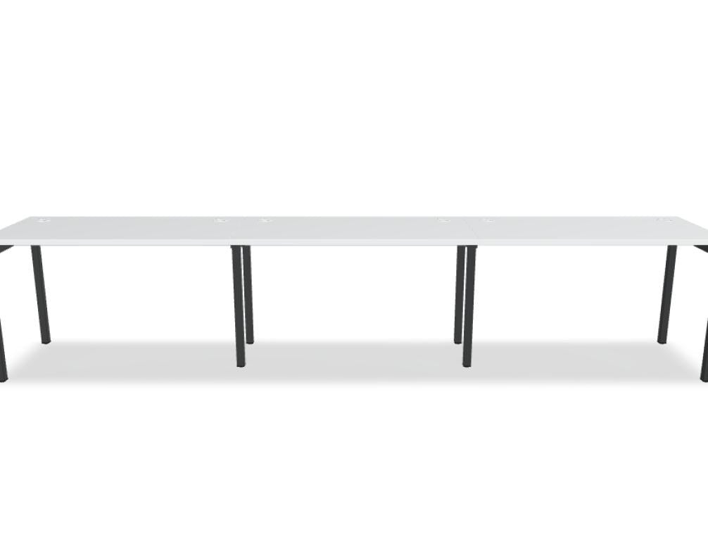 Schreibtisch Ogi Y von Mdd mit Tischplatte in Honigeiche und schwarzem Metallgestell, Profil 40x40 mm, für Büroarbeitsplätze.