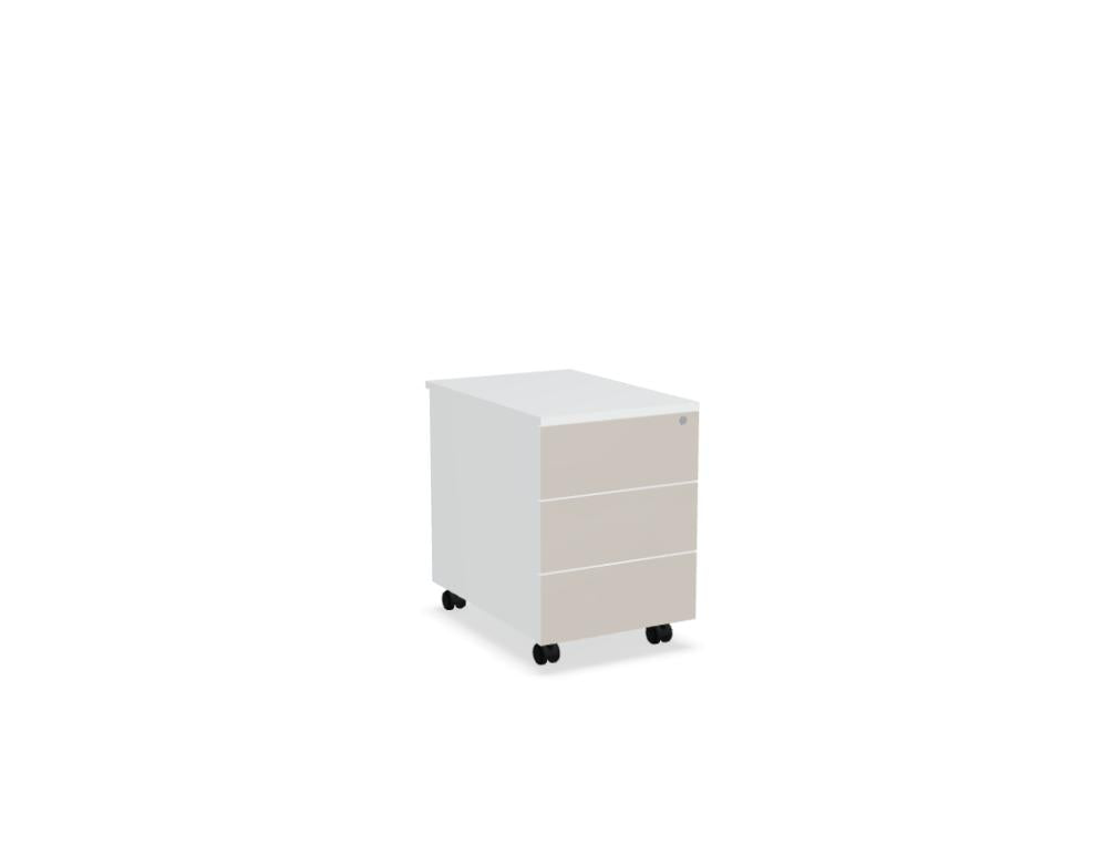 Mdd Color SLD13HT Rollcontainer in hellem Grau mit Schubladen, Rollen und minimalistischem Design für moderne Büros.