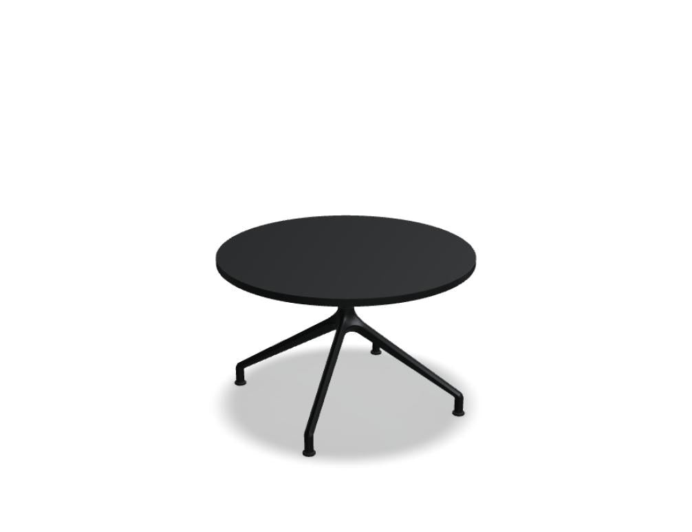 Beistelltisch Gobo von Mdd mit quadratischer Tischplatte in Kakao und pulverbeschichtetem Aluminiumgestell in Ziegelrot, Höhe 44 cm.