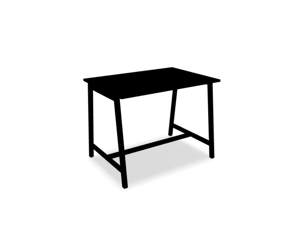 Stehtisch Ogi M von Mdd mit Tischplatte in Honigeiche und schwarzem, pulverbeschichtetem Metallgestell, viereckige Form, klare Linien.