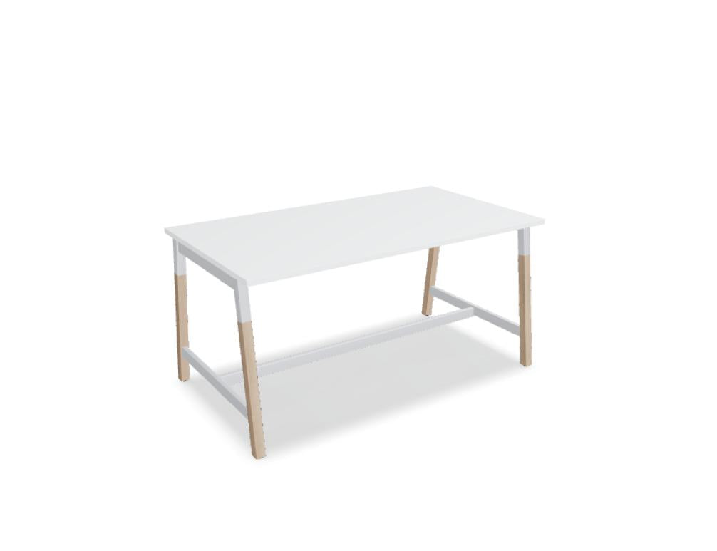 Ogi W PSD828 Stehtisch von Mdd mit runder Platte und Holzfuß, moderner Hochtisch für Büro, Lounge und Treffpunkte.