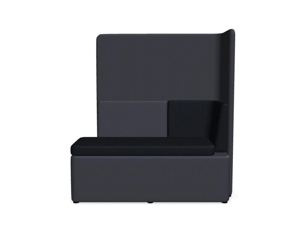 Modulares Sofa Kaiva von Mdd in Dunkelgrau mit hoher gepolsterter Rückenlehne aus Akustikpaneelen und Holzrahmen