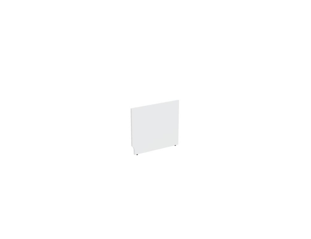 Weisse modulare Empfangstheke Linea von Mdd mit Glasfront, LED-Beleuchtung, Aluminiumsockel und Edelstahl-Eckleiste im Büro.